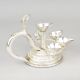 Handcrafted Silver Plated Copper Multi Diya Stand with Handle